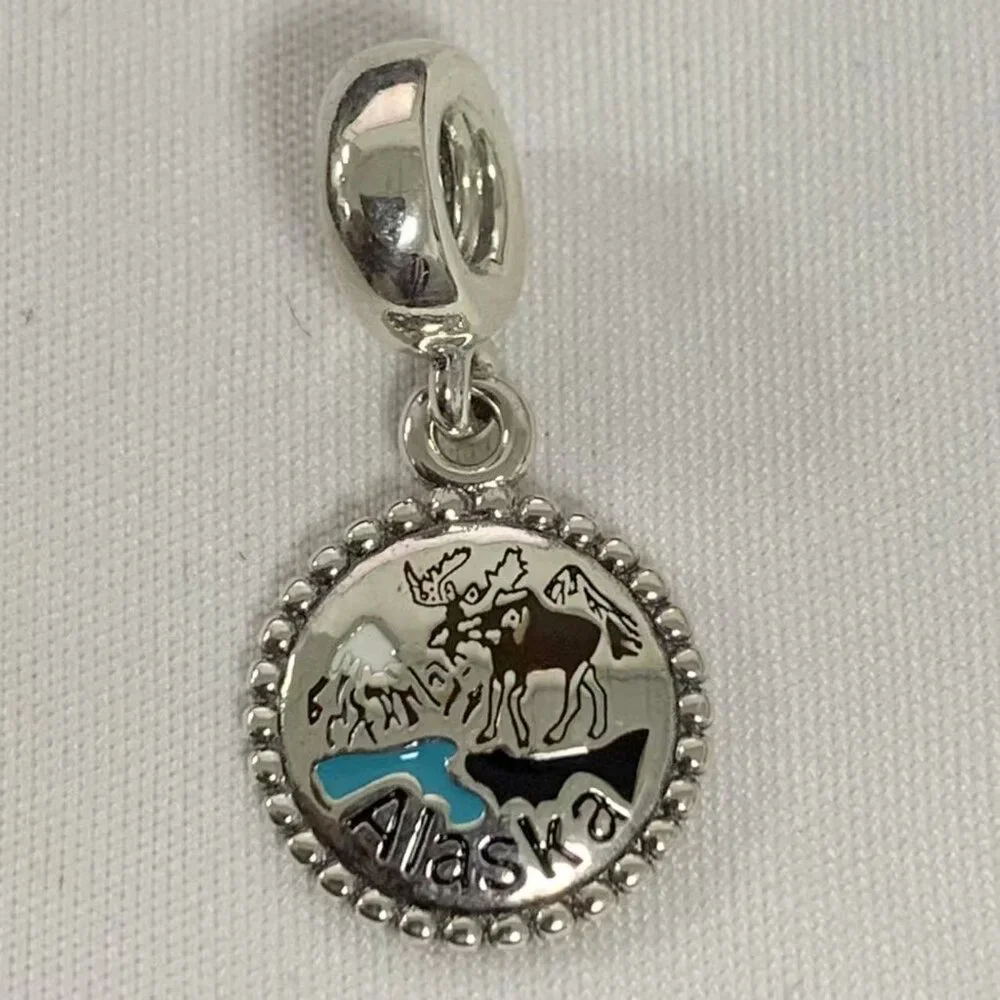 Pandora Alaska Exclusive Moose Travel Dangle Charm, S925 Silver Jewelry